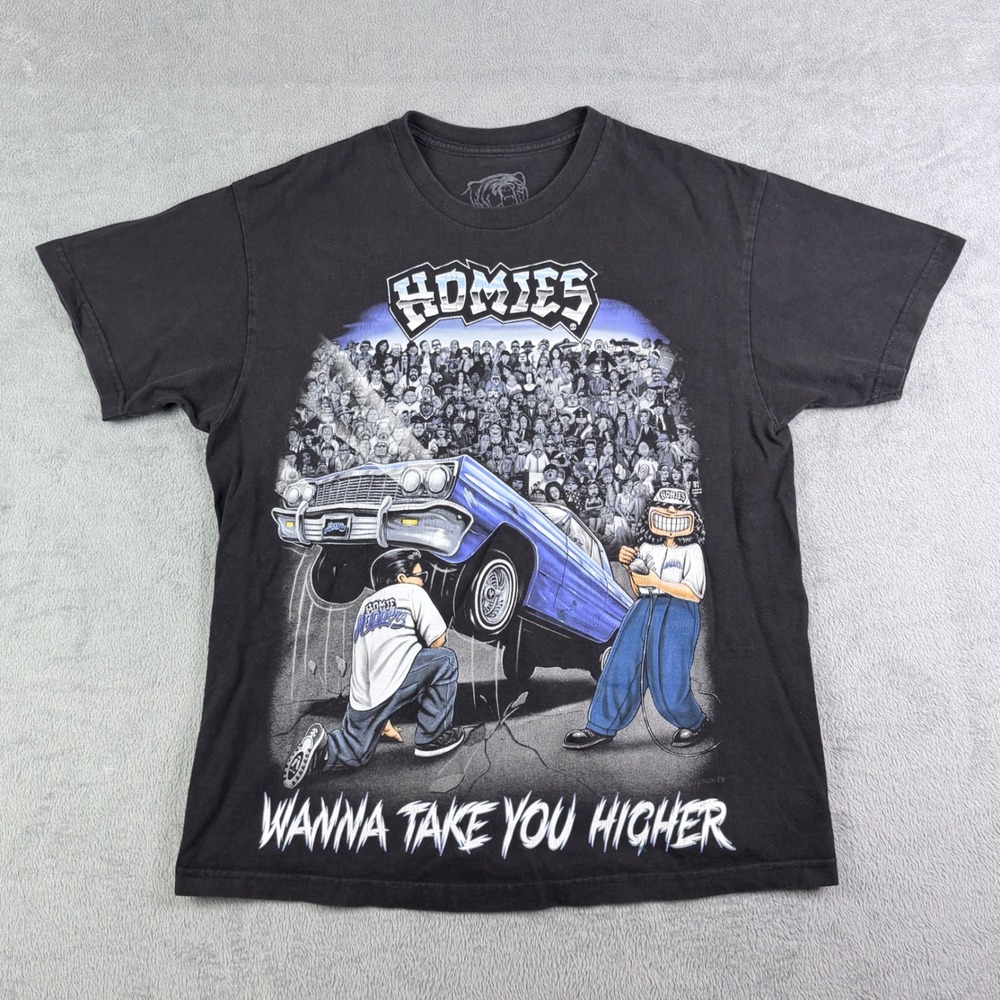 Homies Wanna Take You Higher T-Shirt DGA David Gonzales Lowrider Black Large